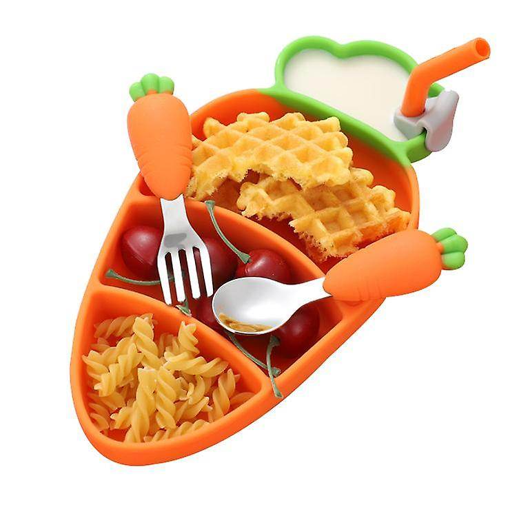 Kids Carrot Divided Silicone Plate