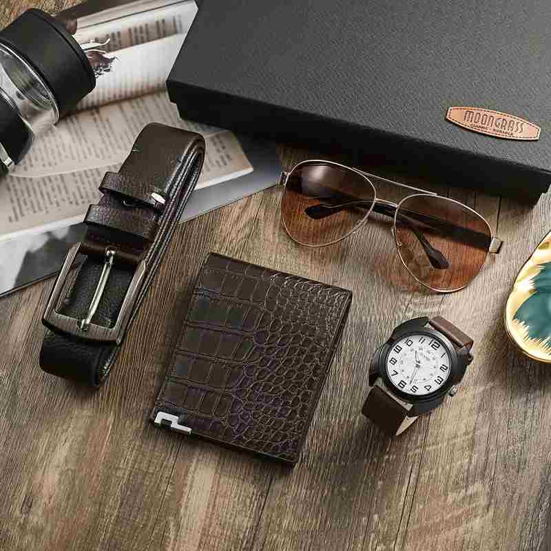 Business Gift Set Wallet Belt Waist Belt Glasses Watch