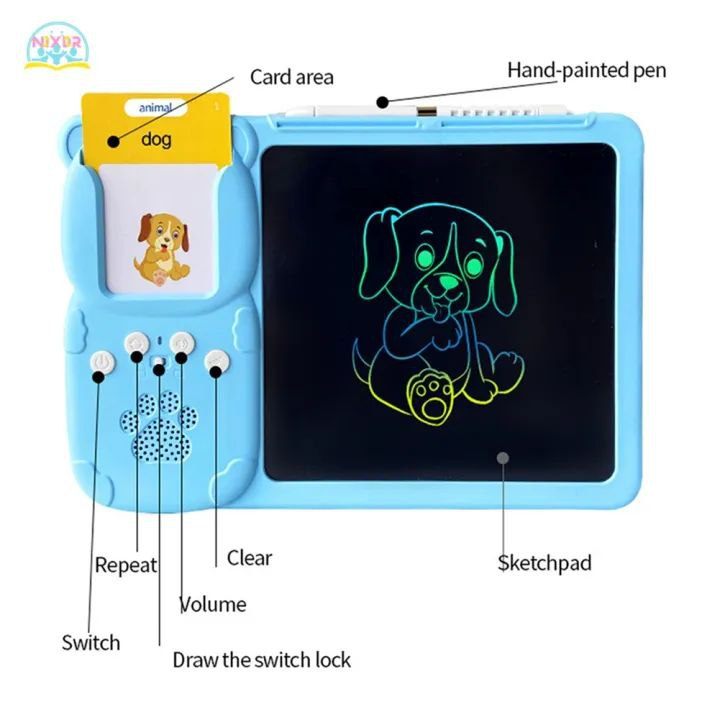 2 In 1 Portable LCD Writing Board With Card Reader English Learning