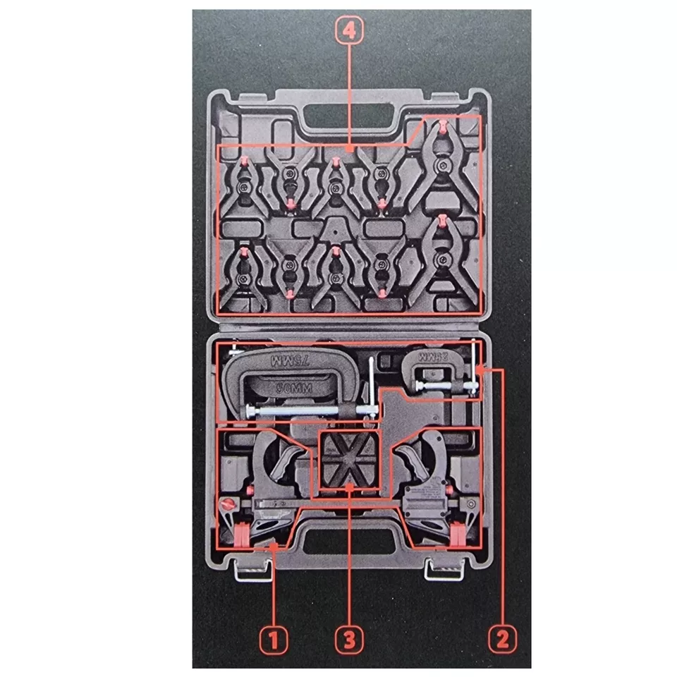 Parkside Clamp Set 16 Pieces With Carry Case Quick-Release, Mini Screw & Spring