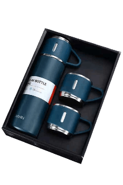 Stainless Steel Vacuum Flask Set With 3 Steel Cups Combo For Coffee Hot Drink And Cold Water Flask Ideal Gifting Travel Friendly Latest Flask Bottle