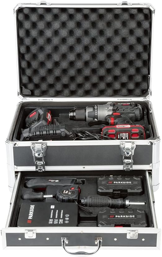 Parkside. PSBSAP 20-Li A1 20V Cordless Hammer Drill Kit In Aluminium Case