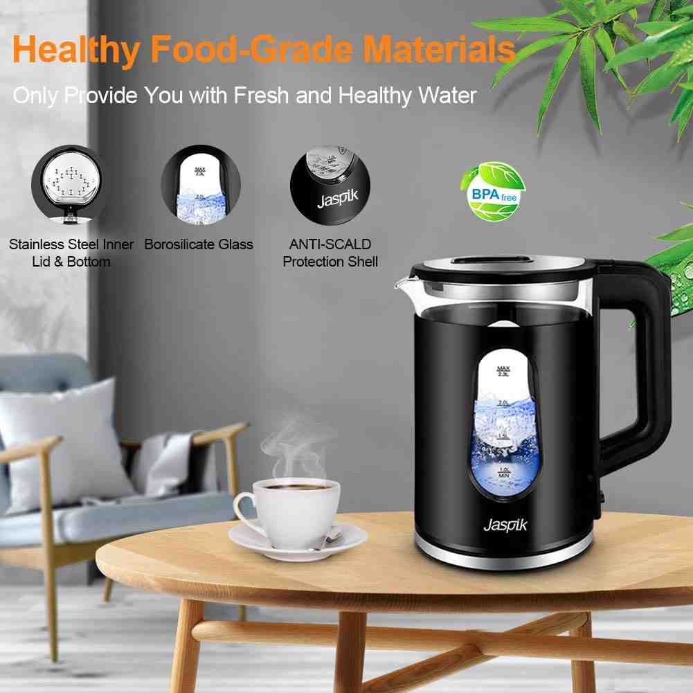 Electric Kettle, Jaspik 2.3L Glass Water Kettle With Blue & Green LED Illuminated