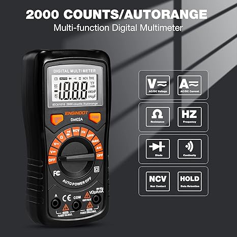 ENGiNDOT Auto Range Digital Voltmeter Ohmmeter For AC/DC Voltage 