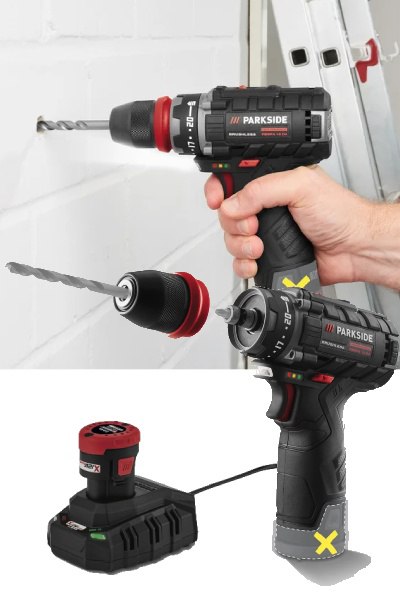 PARKSIDE PERFORMANCE® PBSPA 12 D4 Cordless Drill/Driver, 12 V