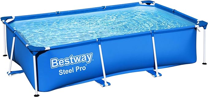 Bestway Steel Pro Pool | Swimming Pool, Rectangle Above Ground Garden Frame Pool, Multiple Sizes, Blue, 9’10”