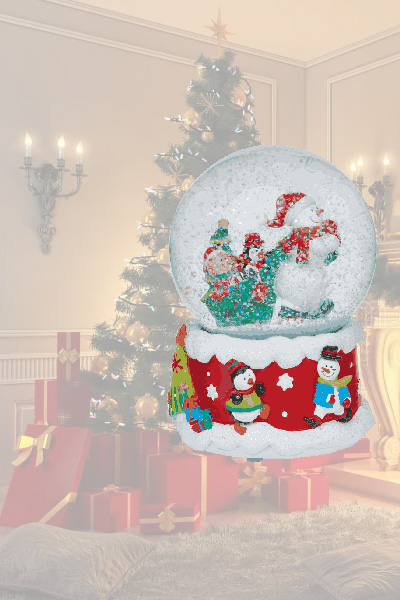 Melinera Christmas Themed Musical Snow Globe 