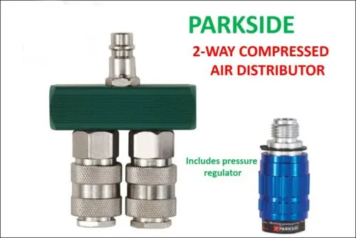 PARKSIDE 2 Way Compressed Air Distributor With Pressure Regulator