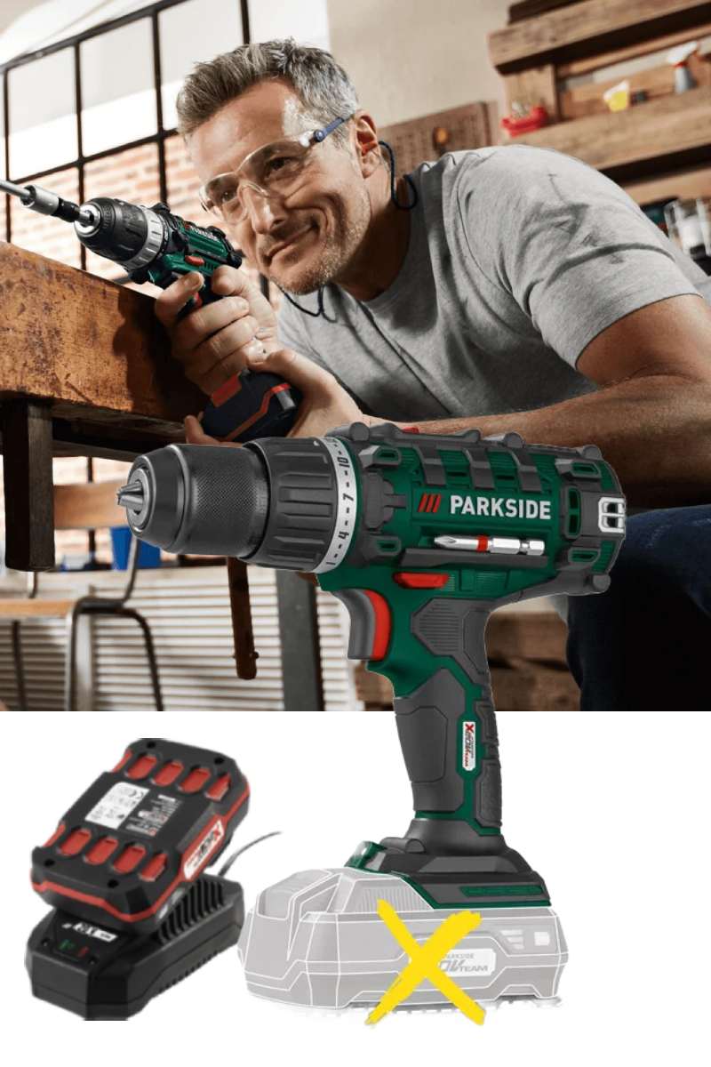 PARKSIDE Cordless Drill-Driver Set PABS 20-LI-E6 With Battery 2AH And Charger