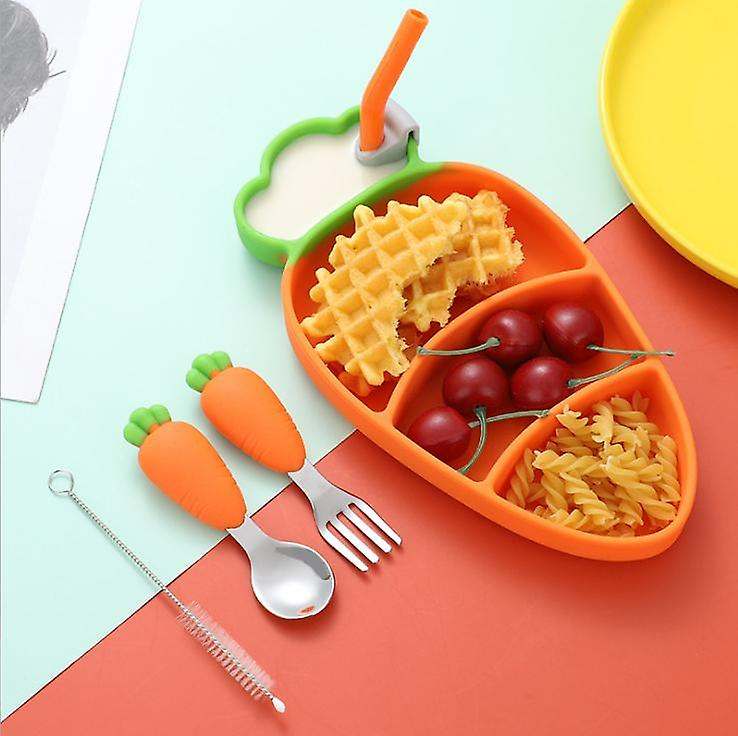 Kids Carrot Divided Silicone Plate