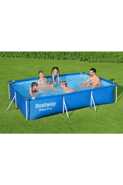 Bestway Steel Pro Pool | Swimming Pool, Rectangle Above Ground Garden Frame Pool, Multiple Sizes, Blue, 9’10”