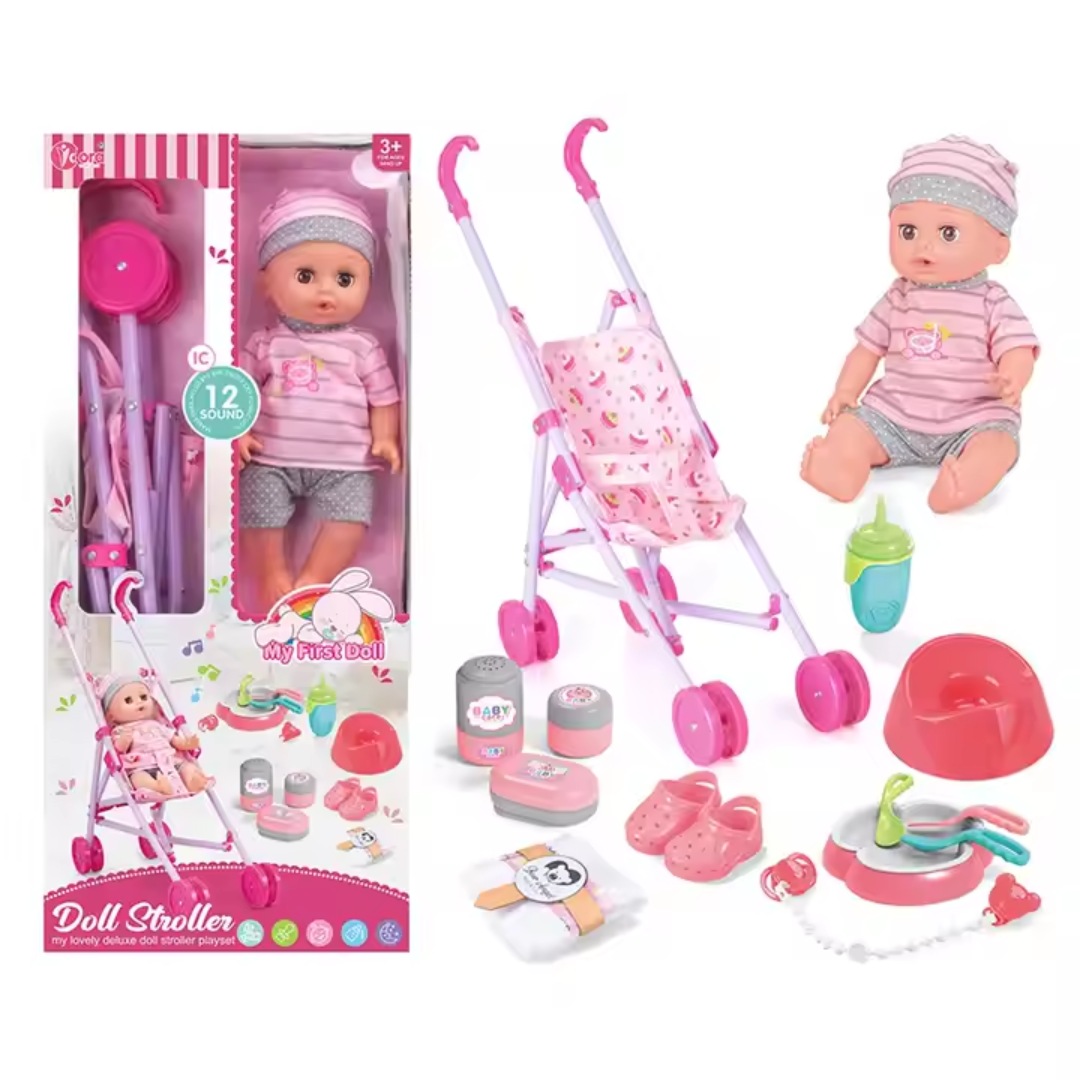 Cute Drinking Water Pee Baby Doll Stroller Sets