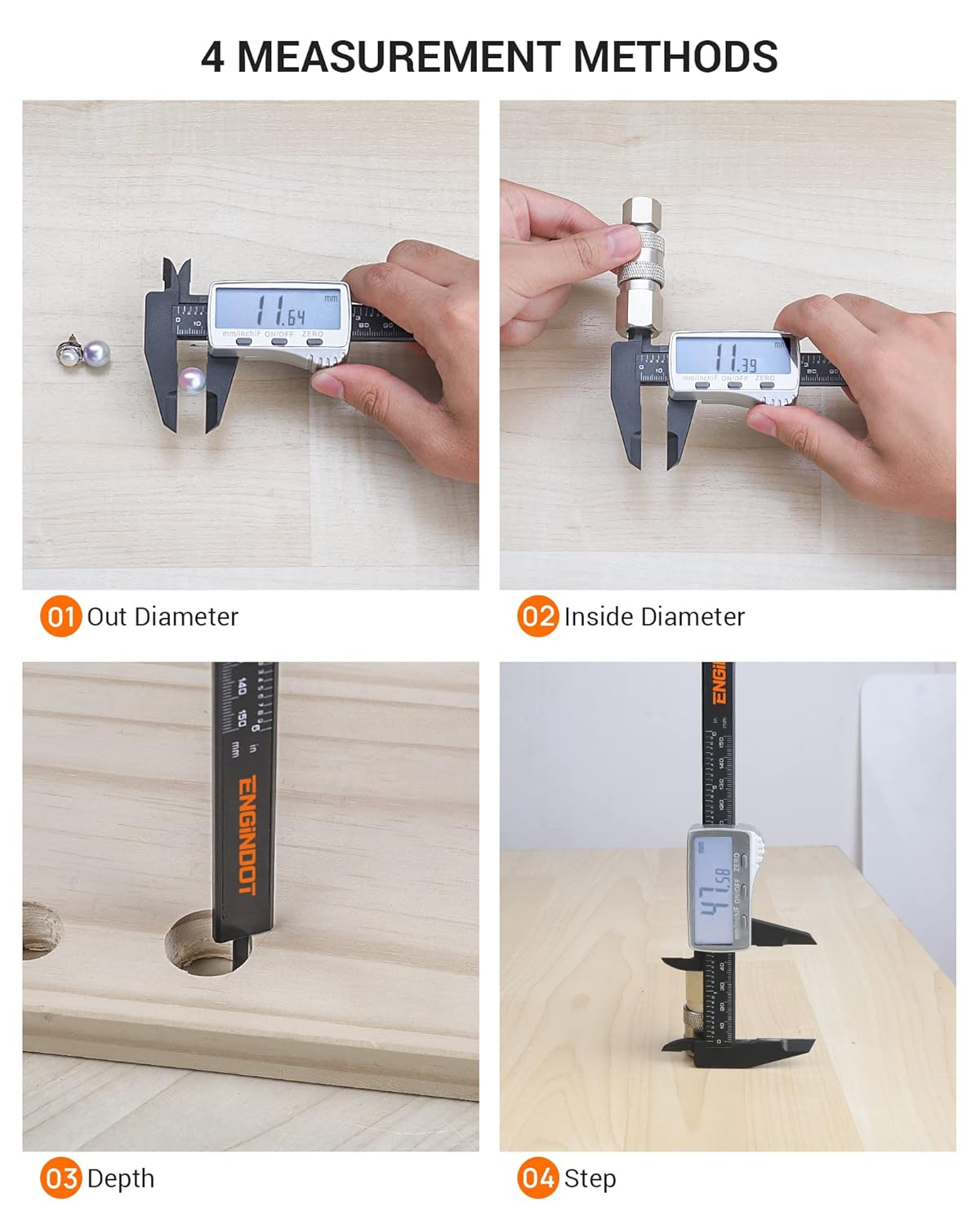 Digital Caliper, ENGiNDOT 0-6" Inch/150mm 