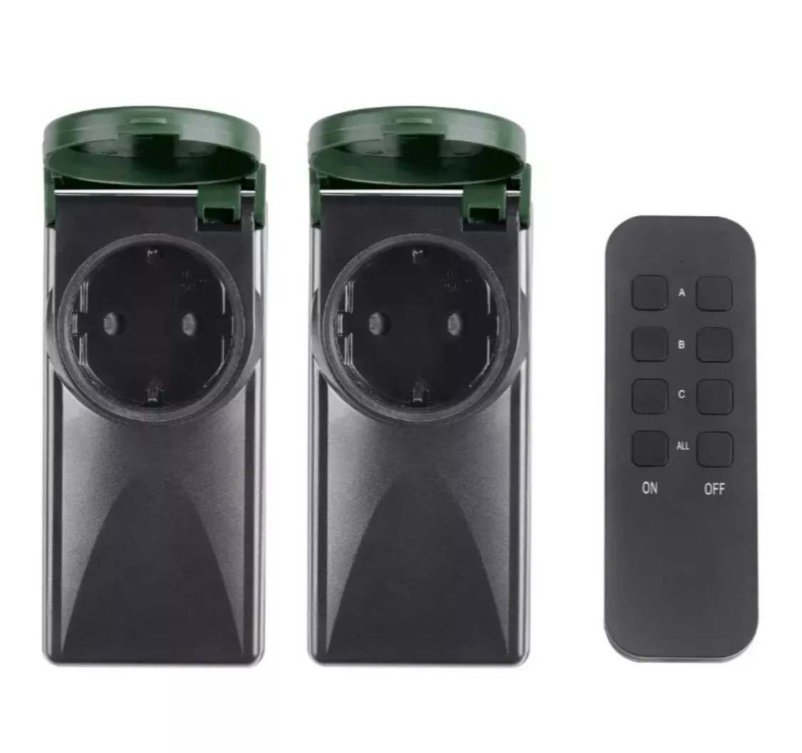 Parkside Outdoor Wireless Sockets Set Of 3-Piece With Remote Control Expandable New-