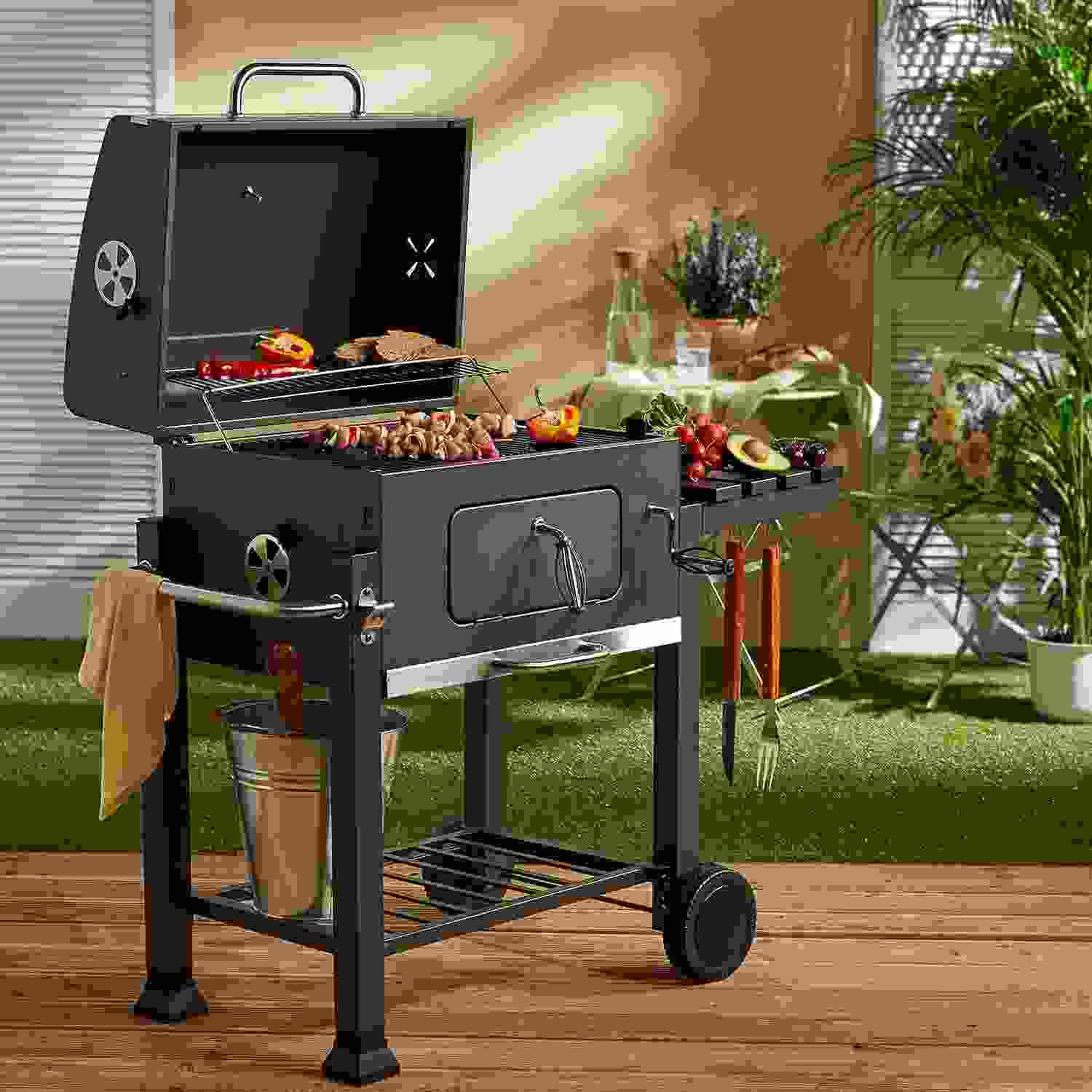 Tepro 1164 Trolley Toronto Click Charcoal Barbecue, 56 X 41.5 Cm, Anthracite/Stainless Steel