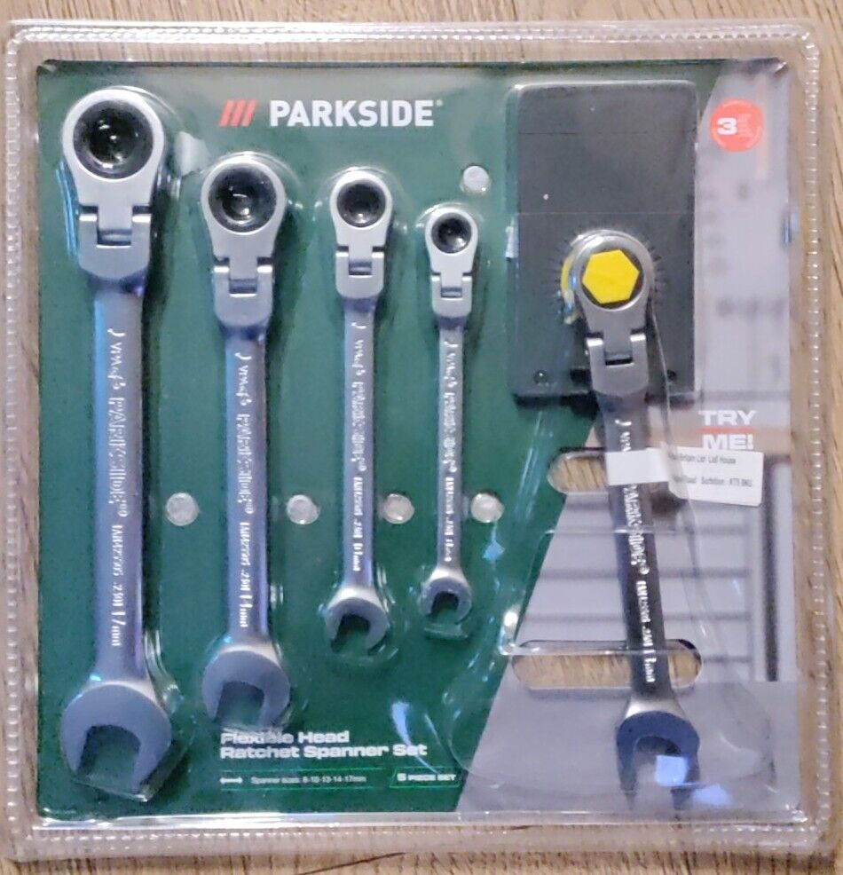 Parkside Flexible Head Ratchet Spanner Set - 5 Piece Set