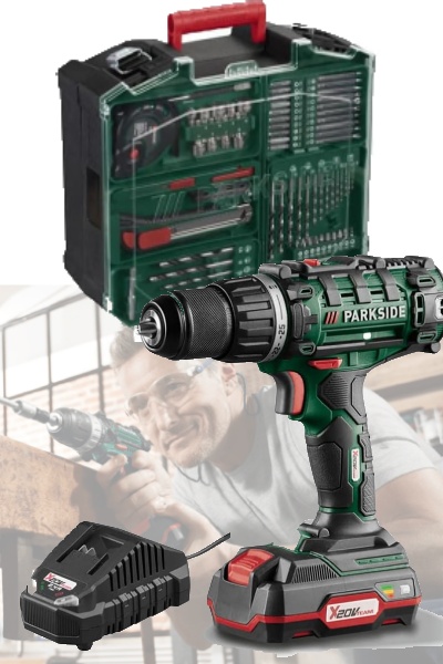 ParKSIDE® 20V 2-in-1 Battery Operated Drill Driver Kit "PABS 20-Li G8", With 1 Battery, Charger Accessory Set, Cordless Screwdriver